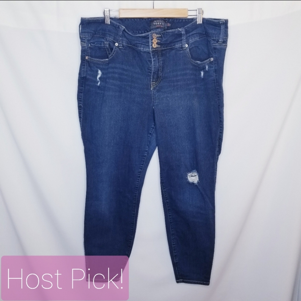 TORRID - Premium Distressed Jeggings Medium Wash